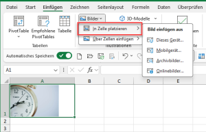 Zum Vergrößern bitte auf das Bild klicken Ein Bild in eine Zelle einfügen