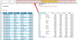 Zum Vergrößern bitte auf das Bild klicken Beispiel 2: Umsatz nach Region, Verkäufer und Monat