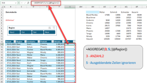 Zum Vergrößern bitte auf das Bild klicken Die AGGREGAT-Funktion erzeugt 0 und 1-Werte
