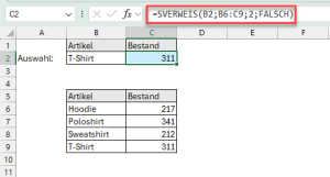 Zum Vergrößern bitte auf das Bild klicken Der "normale" SVERWEIS