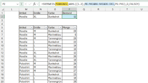 Zum Vergrößern bitte auf das Bild klicken SVERWEIS mit drei Suchkriterien