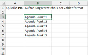 Eine Liste soll Aufzählungspunkte erhalten