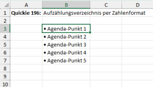 Die Aufzählung funktioniert
