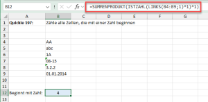 Ein etwas kniffelige Formel bringt die Lösung