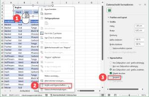 Datenschnitt-Eigenschaften anpassen