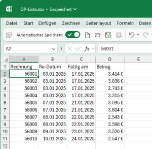Meine kleine Offene-Posten-Liste
