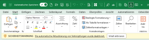 Sicherheitswarnung beim Öffnen der Datei