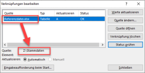In anderen Excel-Versionen: Fenster Verknüpfungen bearbeiten