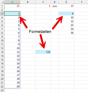 Einfaches Beispiel mit 3 Formelzellen