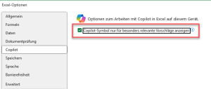 Zum Vergrößern bitte Bild anklicken Dauerhaft ausblenden in den Excel-Optionen