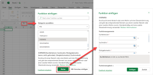 Zum Vergrößern bitte auf das Bild klicken Eine Funktion einfügen: Funktionsassistent
