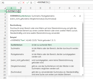 Zum Vergrößern bitte auf das Bild klicken Eine umfangreiche Kontext-Hilfe für Funktionen