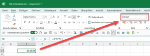 Zum Vergrößern bitte auf das Bild klicken Zahlenformat ändern auf Uhrzeit