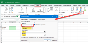 Zum Vergrößern bitte auf das Bild klicken Datenüberprüfung für Uhrzeiten