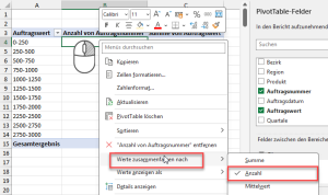 Auftragsnummern zusammenfassen als Anzahl