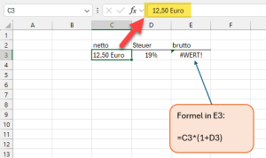 Manuelle Währungseingabe führt zu #WERT!-Fehler