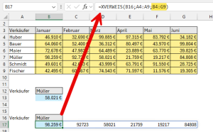 Zum Vergrößern bitte auf das Bild klicken Sämtliche Umsätze für den ausgewählten Verkäufer
