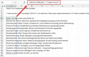 Das Feld "title" wird aus dem Ergebnis von WEBDIENST herausgelesen