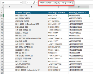 Schritt 2: ersetzt eine führende 0 durch das Länderkennzeichen