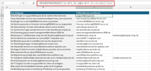 Die extrahierten E-Mail-Adressen