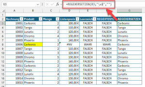 Zum Vergrößern bitte auf das Bild klicken Bereinigen mit der REGEXERSETZEN-Funktion