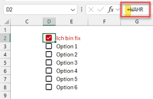 Lösung mit der =WAHR-Funktion