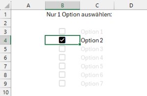 Nach 1 Option wird der Rest grau