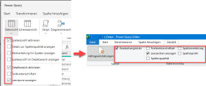 Zum Vergrößern bitte auf das Bild klicken Ansichtsoptionen: Links Power Query Online, rechts Power Query Klassik