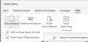 Zum Vergrößern bitte auf das Bild klicken Bessere Hilfefunktion als in Power Query Klassik