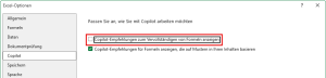 Zum Vergrößern bitte Bild anklicken Automatische Copilot-Formelvorschläge in den Excel-Optionen ausschalten