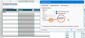 Zum Vergrößern bitte auf das Bild klicken Das zweite Dropdown für das Modell