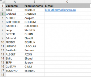 Zum Vergrößern bitte auf das Bild klicken Die Beispiel-E-Mail-Adresse vorgeben
