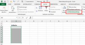 Zum Vergrößern bitte auf das Bild klicken Datenüberprüfung aufrufen