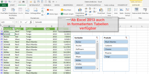 Zum Vergrößern bitte auf das Bild klicken Datenschnitt in formatierten Tabellen