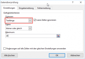 Zum Vergrößern bitte auf das Bild klicken Textlängen definieren