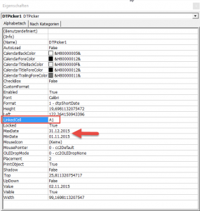Zum Vergrößern bitte auf das Bild klicken Verknüpfte Zelle festlegen