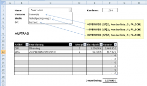 Mit SVERWEIS die Adresse holen