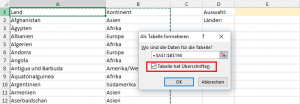 Zum Vergrößern bitte auf das Bild klicken Als Tabelle formatieren