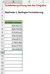 Zum Vergrößern bitte auf das Bild klicken Beispiel: Erfassung von Artikelnummern