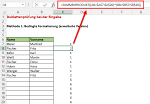 Zum Vergrößern bitte auf das Bild klicken SUMMENPRODUKT hilft weiter