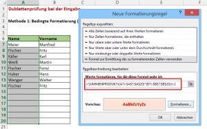 Zum Vergrößern bitte auf das Bild klicken Neue Formatierungsregel für Spalte A