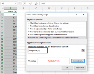 Formatierungsregel mit ISTGERADE