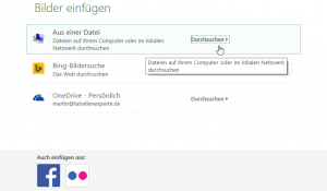 Zum Vergrößern bitte auf das Bild klicken Auswahldialog