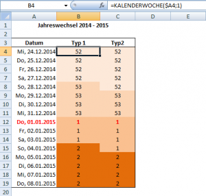Zum Vergrößern bitte auf das Bild klicken KALENDERWOCHE in Excel 2007