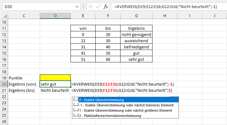 XVERWEIS und Suchmodus