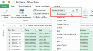 Zum Vergrößern bitte auf das Bild klicken Den Datentyp ändern