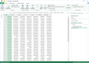Zum Vergrößern bitte auf das Bild klicken Der Abfrage-Editor in  Power Query