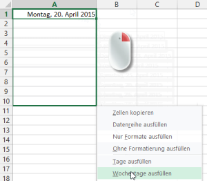 Wochentage fortschreiben