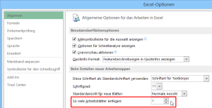 Zum Vergrößern bitte auf das Bild klicken Einstellung in Excel 2010 / 2013