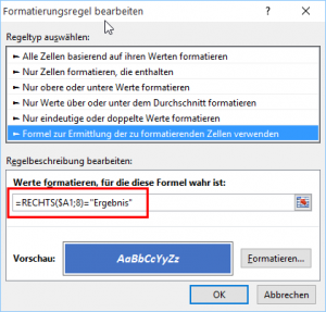Neue Formatierungsregel